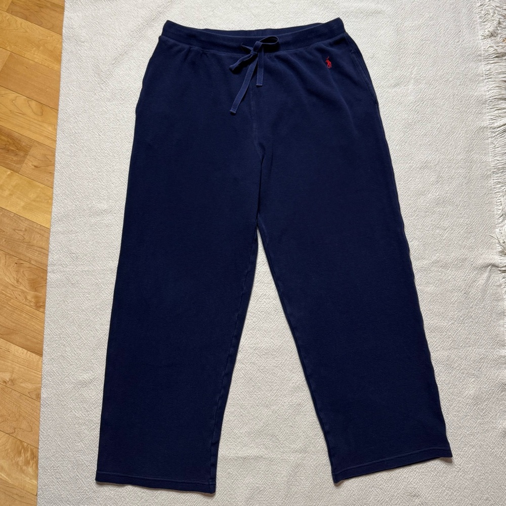 Ralph Lauren Polo Men’s Navy Blue Waffle Lounge Sleepwear Pants L - Picture 2 of 8